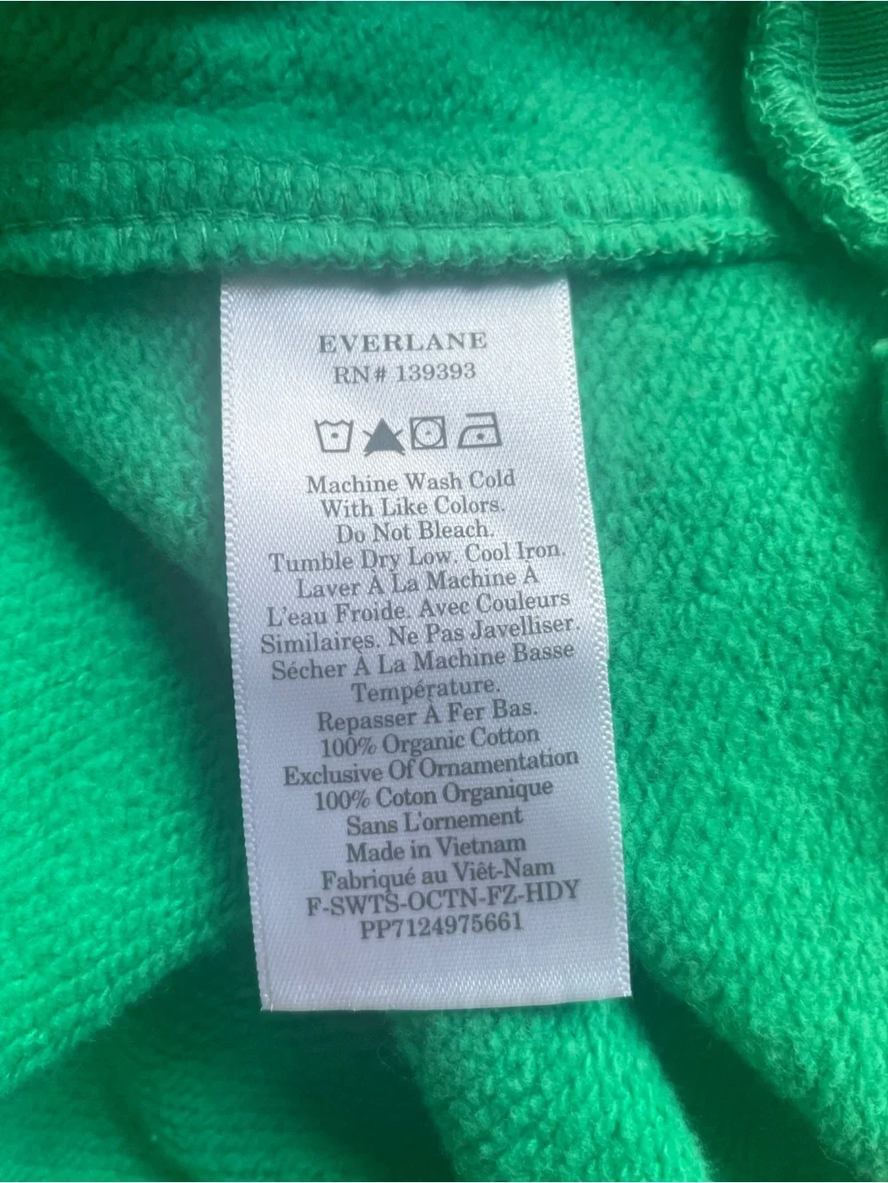 New Everlane Green Full Zip V-Neck Hooded Sweater Size XS - Picture 12 of 13